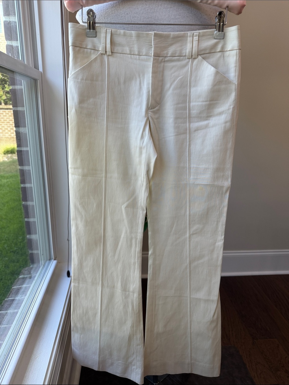 Alice + Olivia Off-White Straight-Leg Trousers